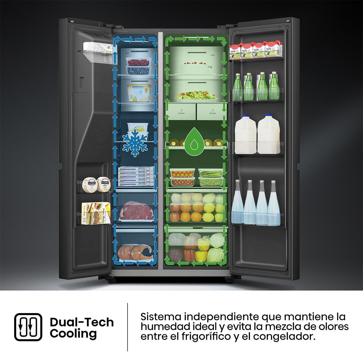 Frigorífico Americano Hisense, Total No Frost, Metal Tech Cooling- RS9P628GPFE - Negro Negro-10