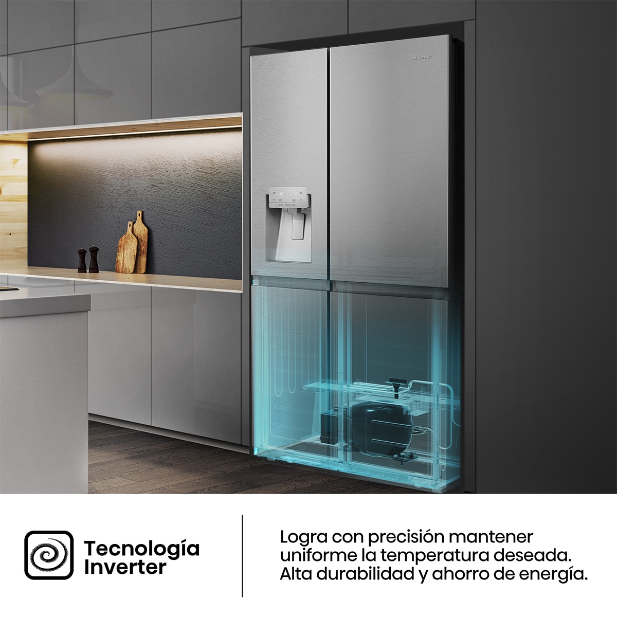 Frigorífico Americano Hisense, Total No Frost, Multi Air Flow- RS818N4TIC1 Inox-9