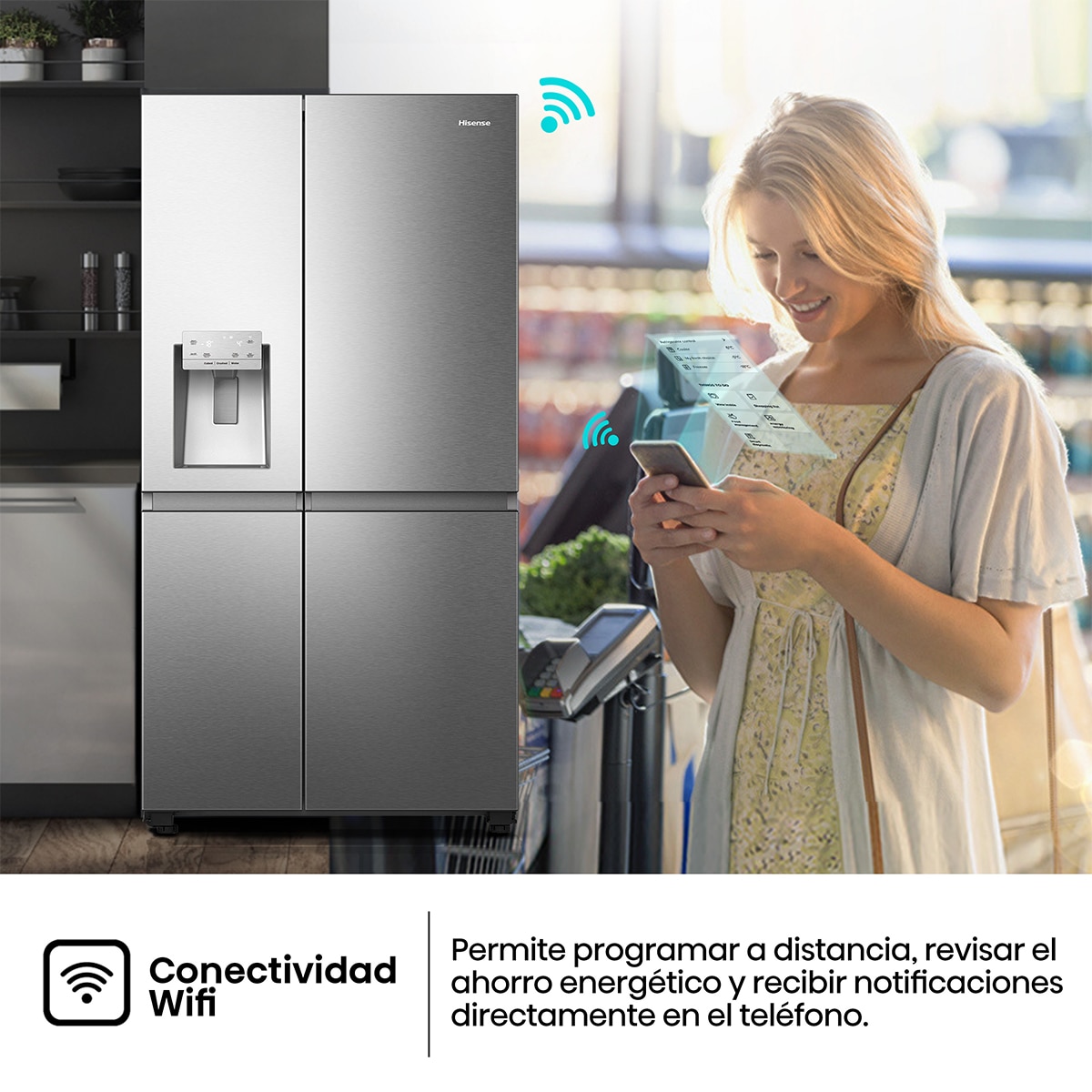 Frigorífico Americano Hisense, Total No Frost, Multi Air Flow- RS818N4TIC1 Inox-10