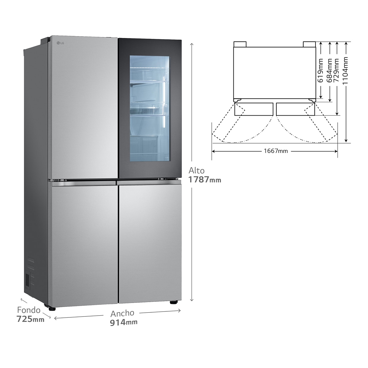 Frigorífico americano LG , Total No Frost, Multi Air Flow- GMV960MBDE Acero antihuellas-2