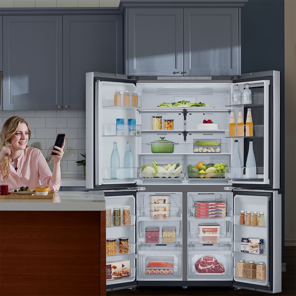 Frigorífico americano LG , Total No Frost, Multi Air Flow- GMV960MBDE Acero antihuellas-14
