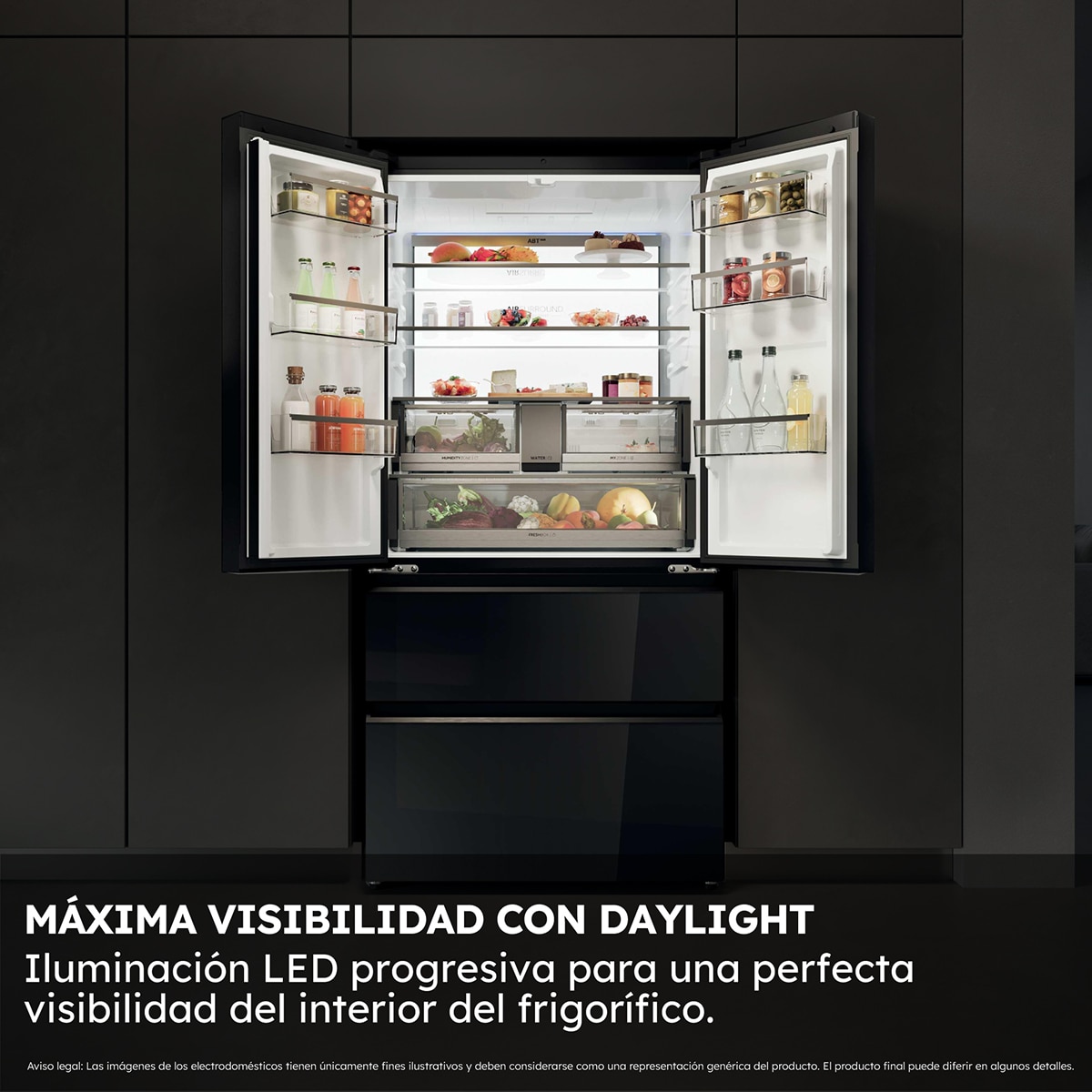 Frigorífico americano Haier Total No Frost Cube FD 90 Series 7 - HFR79F19DFGB Cristal negro-7
