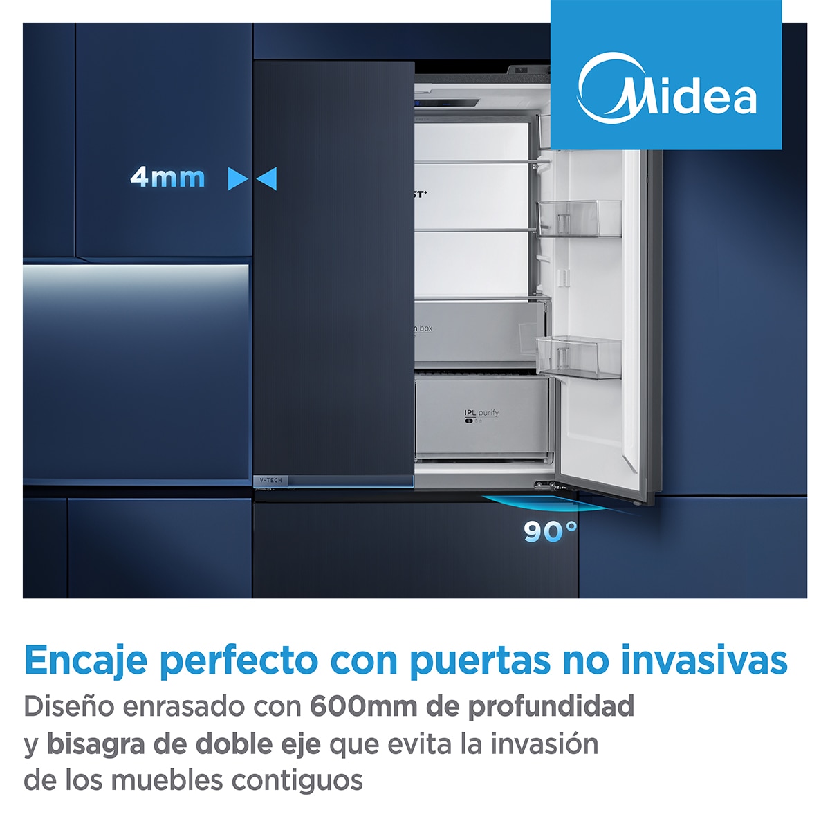 Frigorífico americano Midea Total No Frost Instafit - MDRF706BIE70 Gris-10