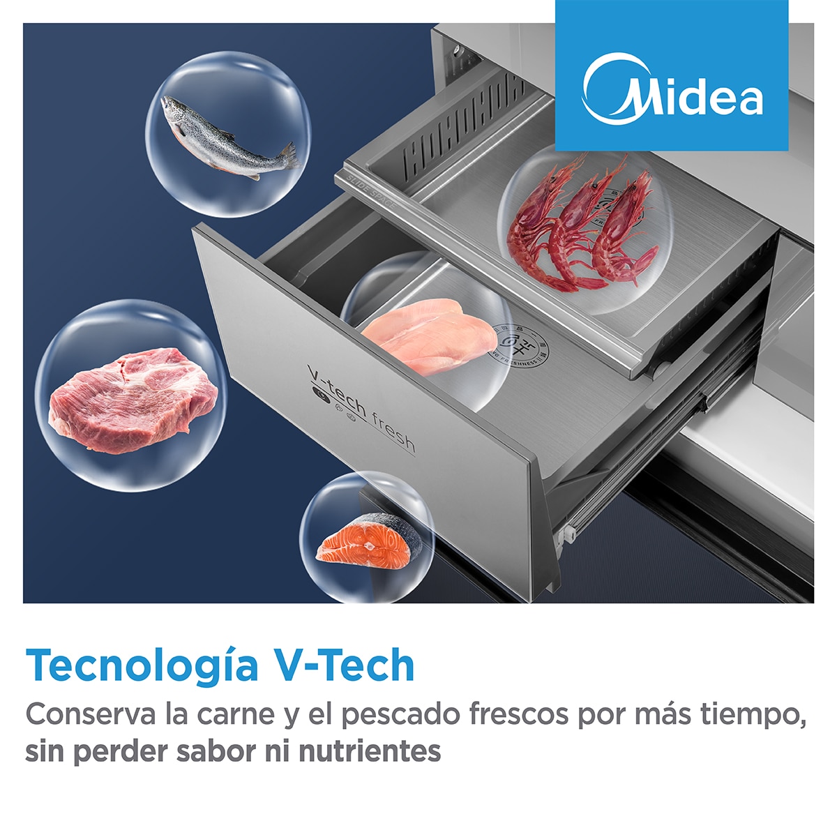 Frigorífico americano Midea Total No Frost Instafit - MDRF706BIE70 Gris-14
