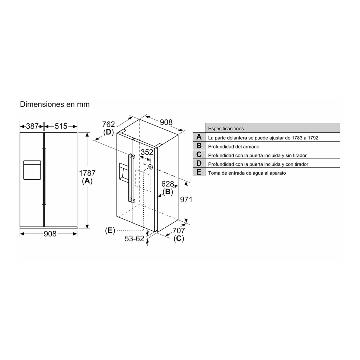 Frigorífico americano Bosch Dispensador Total NoFrost - KAD93AIDP Acero antihuellas-2