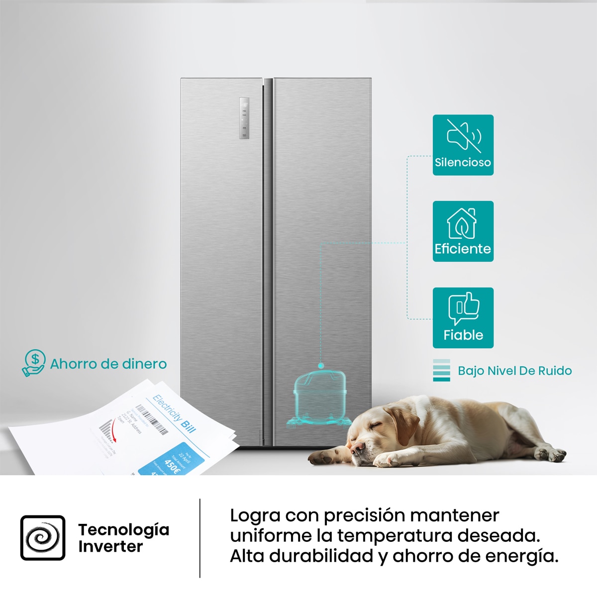 Frigorífico americano Hisense No Frost - RS3P558NEIC Inox-7