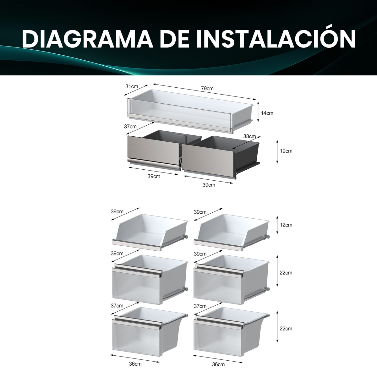 Frigorífico americano Hisense No Frost Serie Kitchen FIT - RQ768N4GBE Cristal negro-6
