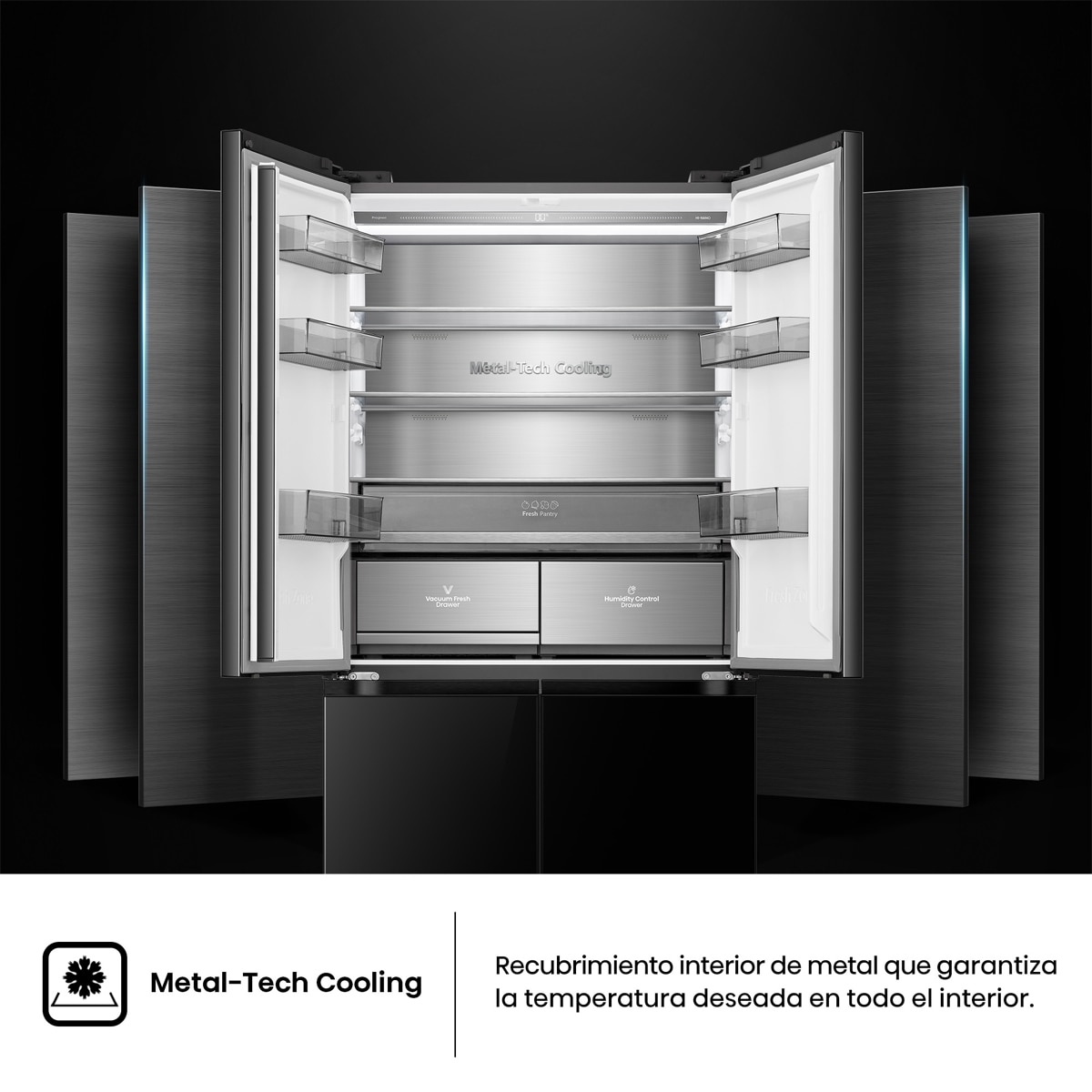 Frigorífico americano Hisense No Frost Serie Kitchen FIT - RQ768N4GBE Cristal negro-12