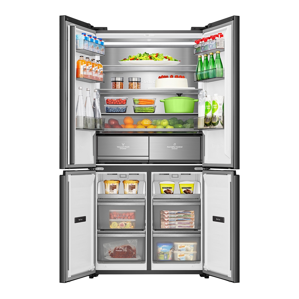 Frigorífico americano Hisense No Frost Serie Kitchen FIT - RQ768N4GBE Cristal negro-17