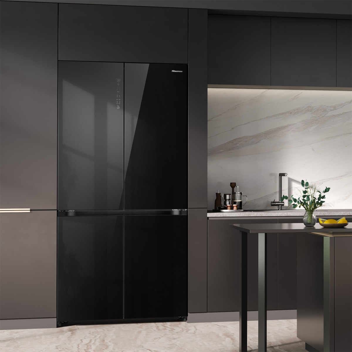 Frigorífico americano Hisense No Frost Serie Kitchen FIT - RQ768N4GBE Cristal negro-18