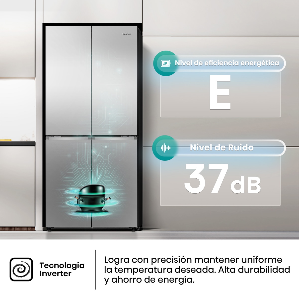 Frigorífico americano Hisense No Frost - MQ79470IE Inox-8