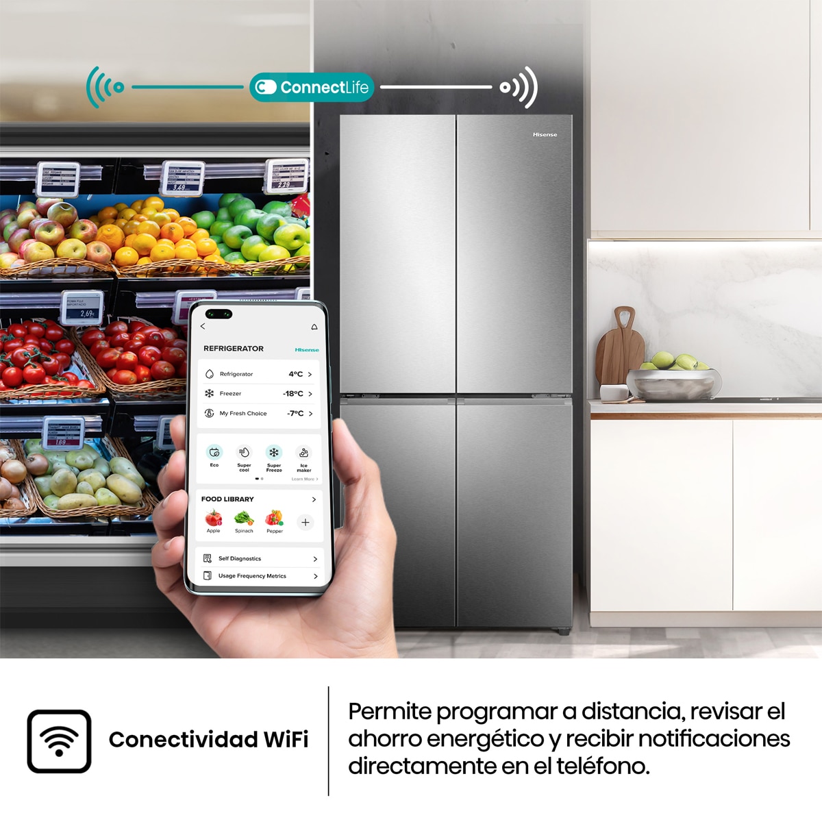 Frigorífico americano Hisense No Frost - MQ79470IE Inox-9