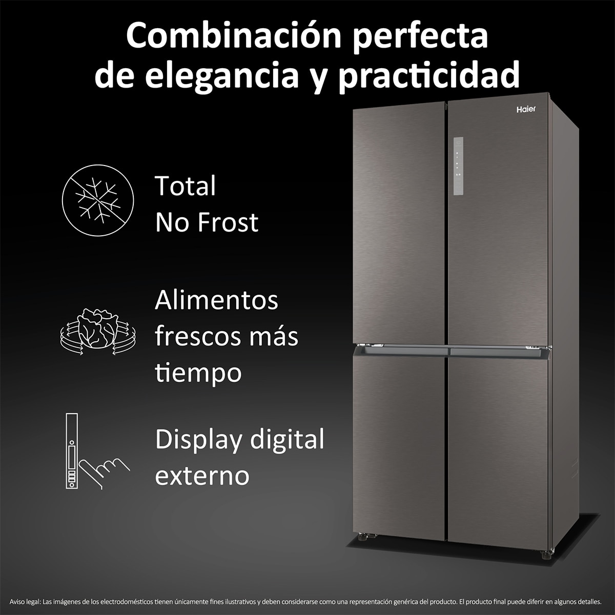 Frigorífico Americano Haier Total No Frost Cube 83 Series 3 - HCR3818ENMD Dark inox-5