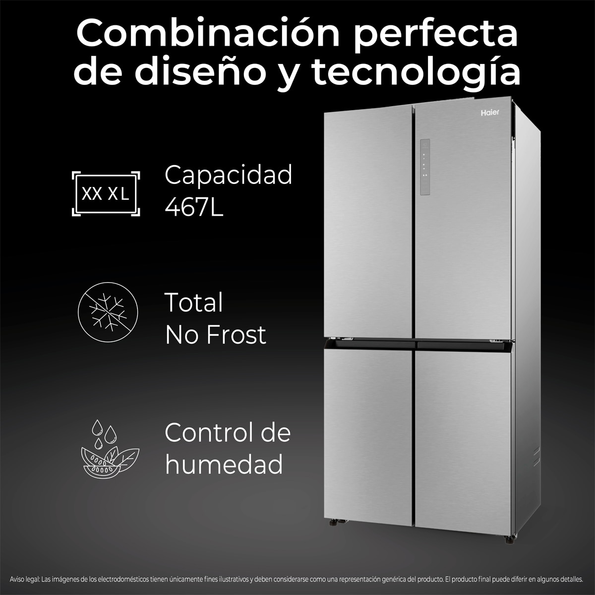 Frigorífico Americano Haier Total No Frost Cube 83 Series 3 - HCR3818DNMM Inox-5