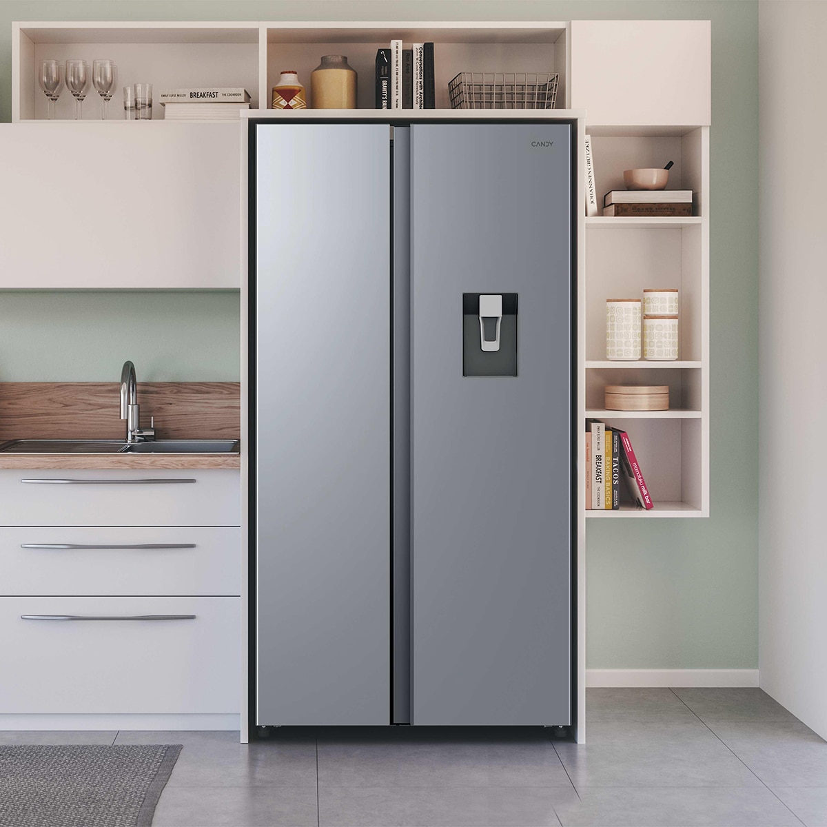 Frigorífico Americano Candy Total No Frost, Side by Side - CNSQ2T918EWX Inox-5