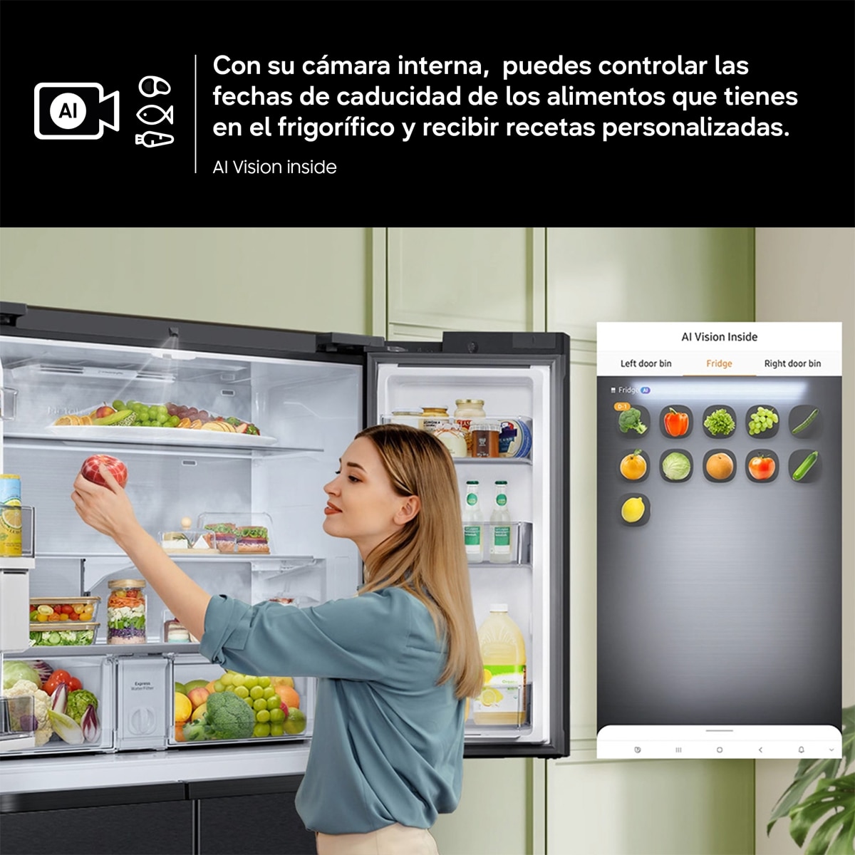 Frigorífico French Door Samsung AI Family Hub™  183cm Triple Cooling Plus™ 636 L - RF65DG9H0EB1EF Grafito-7