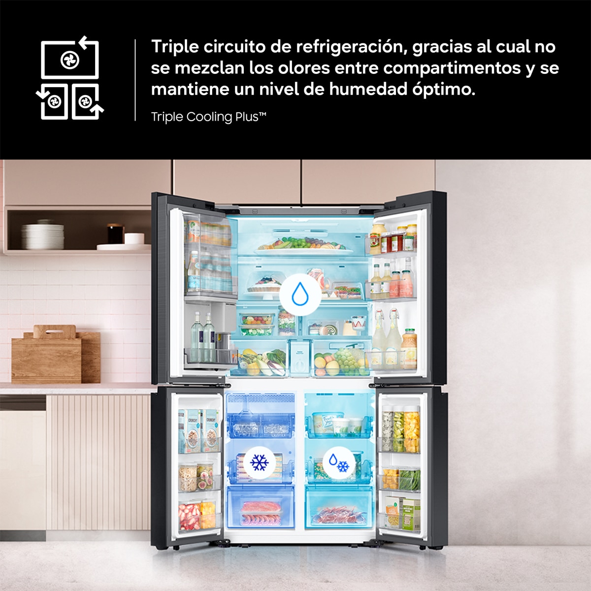 Frigorífico French Door Samsung AI Family Hub™  183cm Triple Cooling Plus™ 636 L - RF65DG9H0EB1EF Grafito-8
