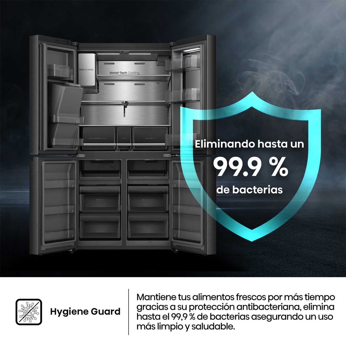 Frigorífico Americano Hisense 4 Puertas, Total No Frost -RQ600P7SKE Negro-9