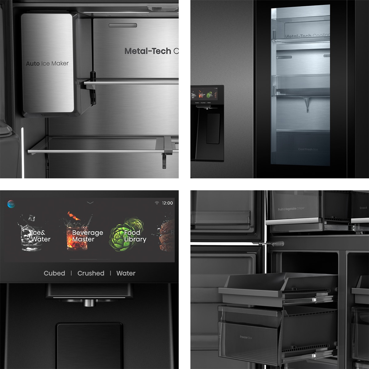 Frigorífico Americano Hisense 4 Puertas, Total No Frost -RQ600P7SKE Negro-13