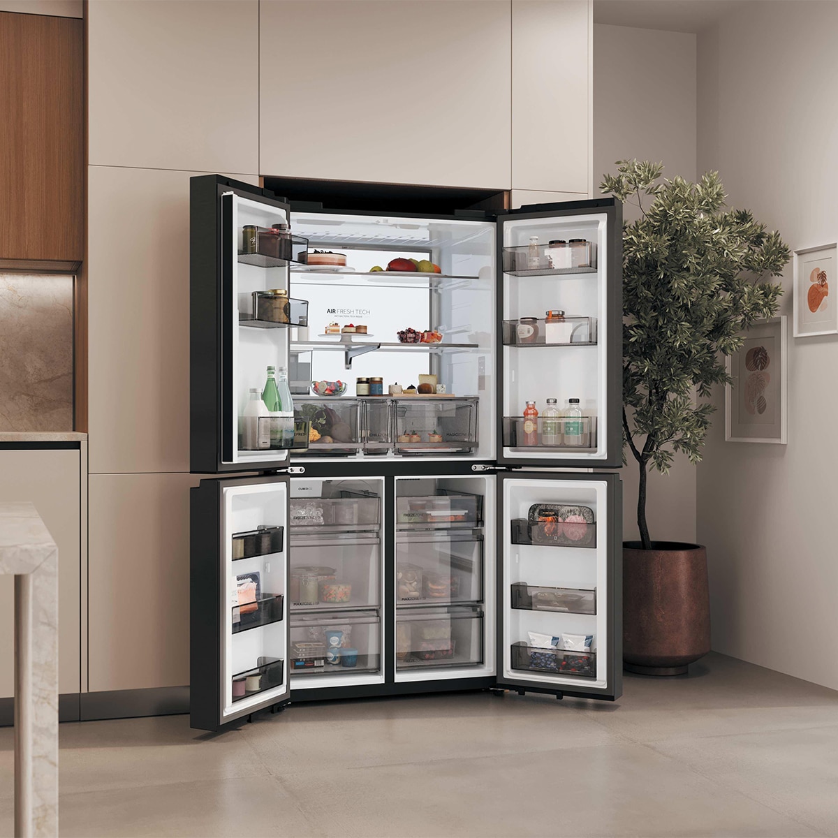 Frigorífico Americano Haier Total No Frost, fabricador de hielo, HORIZON - HCR79F18CHMB Negro-11