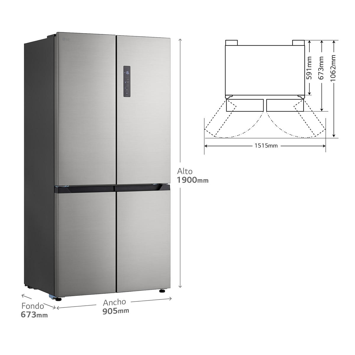 Imagen 2 de Frigorífico americano LG Total No Frost, Multi Air Flow - GMM42PYBEH - Acero inoxidable antihuellas Acero inoxidable antihuellas
