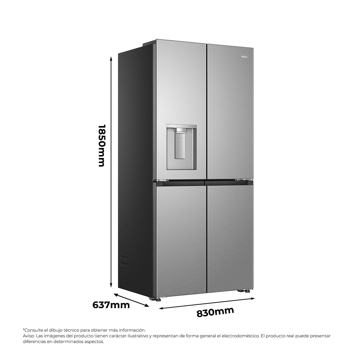 Frigorífico Americano Haier Total No Frost Rise - HCR58S18CWMM - Inox Inox-2