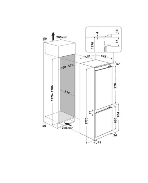 Frigorífico integrable Combi Whirlpool descongelación automática - WHC18 T323 5