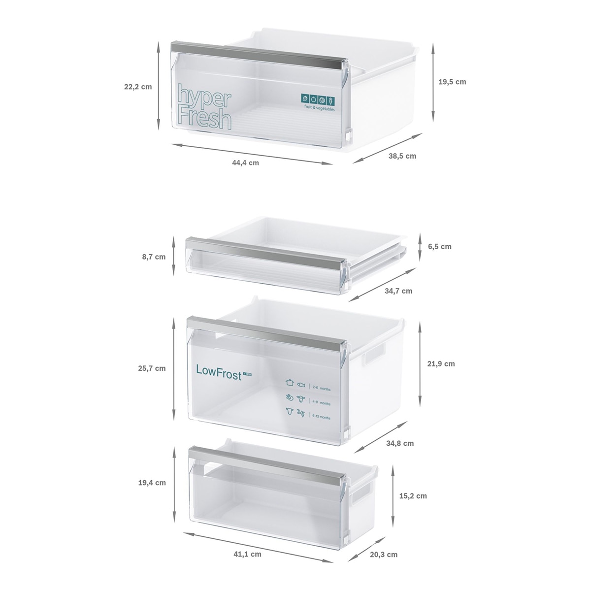 Frigorífico Combi integrable Siemens, iQ300, hyperFresh plus - KI86VVSE0 - Blanco Blanco-8