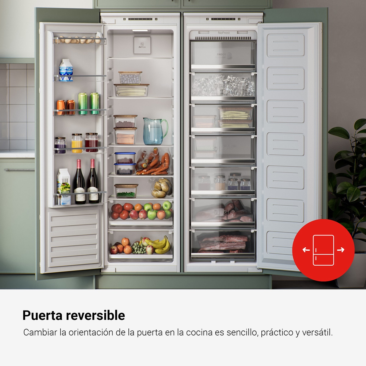 Frigorífico de 1 Porta Encastrável Fagor 3FIB-1725 com Porta Reversível e de 177,6 cm - Branco Branco-10