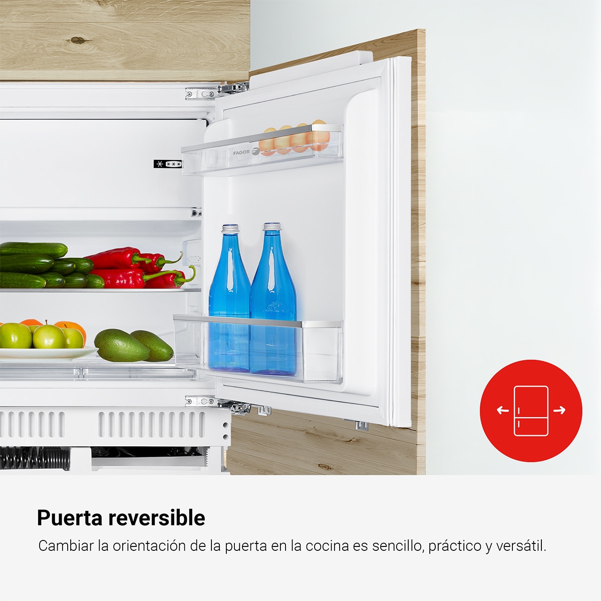 Frigorífico Mini de 1 Porta Encastrável Fagor 3FIS-844 com Porta Reversível e de 81,8 cm - Branco Branco-8