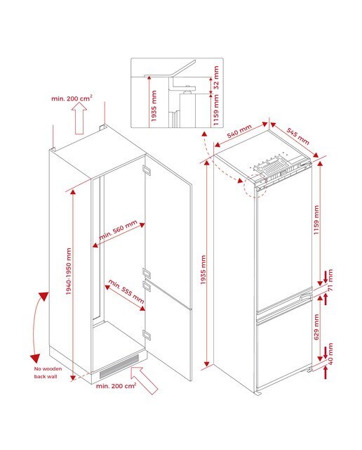 Frigorífico Combinado Encastrável Teka RBF 77360 FI No Frost e de 193,5 cm Branco-3