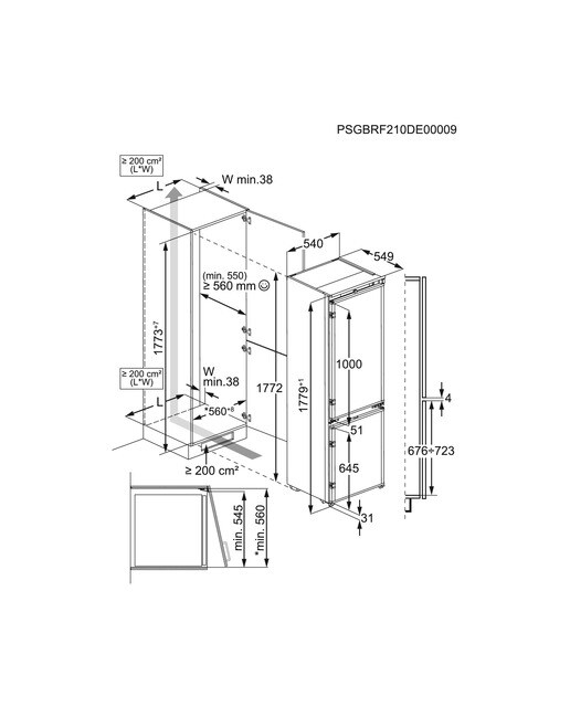 Frigorífico Combinado Encastrável AEG Série 7000 OSC7G181ES Congelador NoFrost, GreenZone Dynamic Air de 177,2 cm - Branco Branco-3