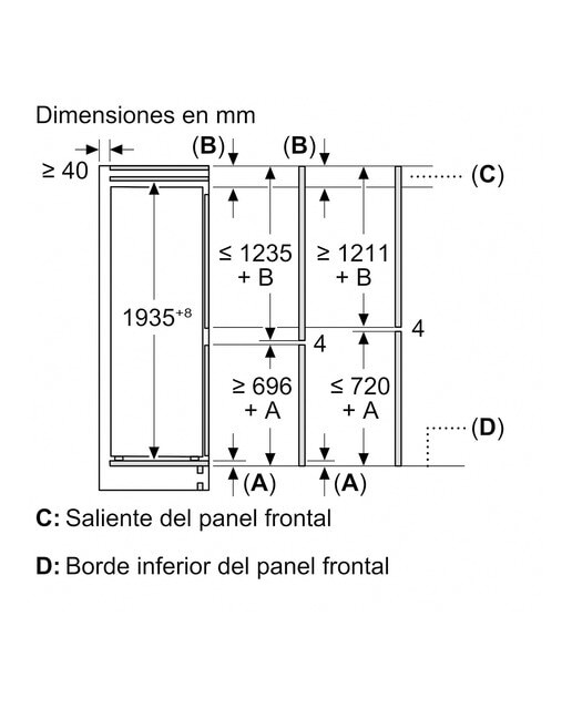 Frigorífico integrable combi Balay Congelador No Frost - 3KIE934F - Blanco Blanco-9