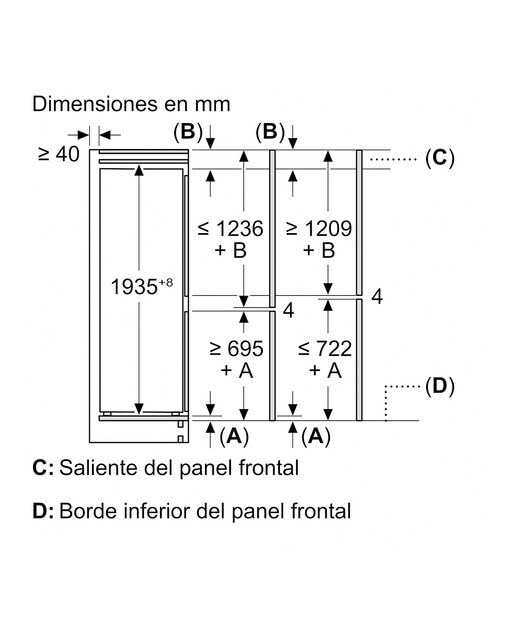 Frigorífico integrable combi Balay Congelador No Frost - 3KID834F - Blanco Blanco-10
