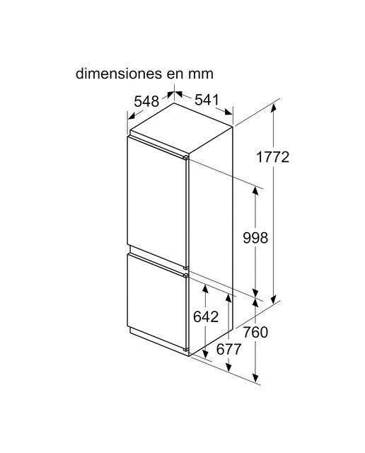 Frigorífico Combinado Encastrável Balay 3KIE711S Cíclico de 177,2 cm - Branco Branco-2