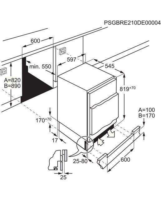 Frigorífico Mini de 1 Porta Encastrável AEG Série 5000 OSF6I82EF Optispace de 81,9 cm - Branco Branco-2