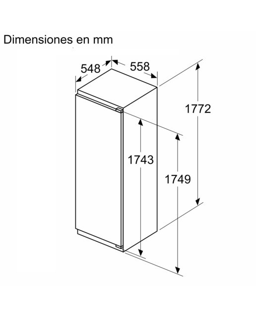 Frigorífico de 1 Porta Encastrável Balay 3FIE734S Controlo Eletrónico de Temperatura e de 177,2 cm - Branco Branco-2