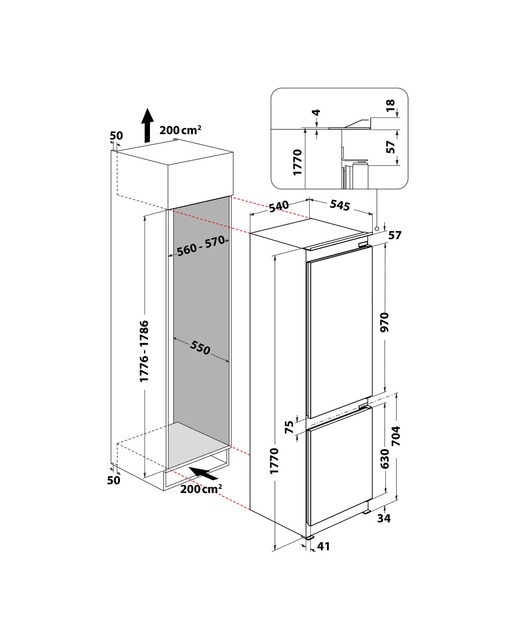 Frigorífico Combinado Encastrável Indesit INC18 T112 No Frost de 177 cm - Branco Branco-4