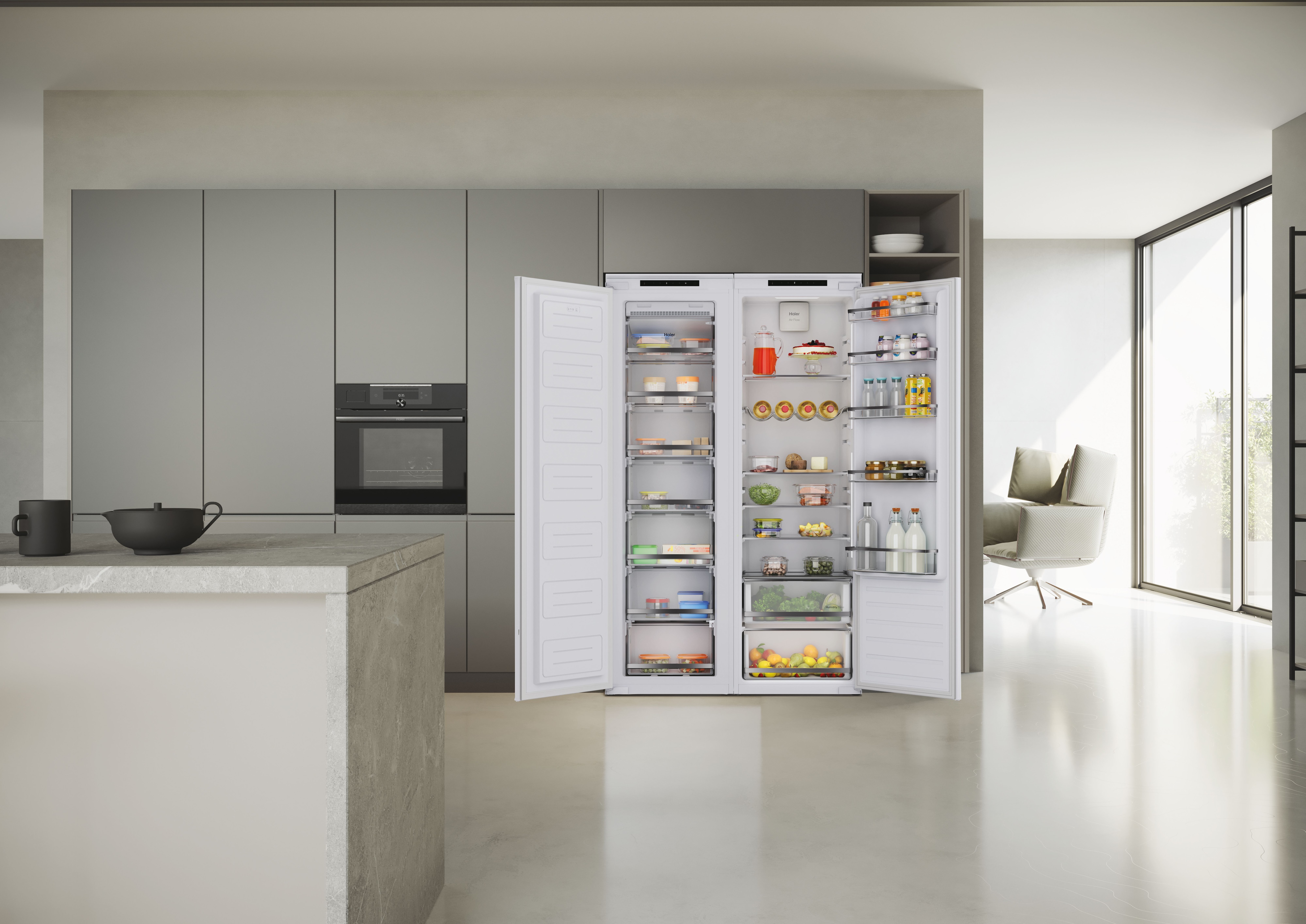 Frigorífico de 1 Porta Encastrável Haier HAMS518EW Estático Ventilado e de 176,9 cm - Branco Cristal branco-7