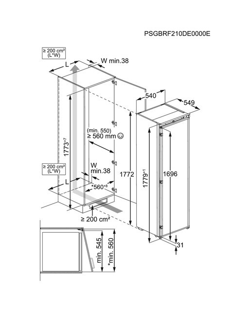 Frigorífico de 1 Porta Encastrável AEG TK6DS181ES Dynamic Air e de 177,2 cm - Branco Branco-2