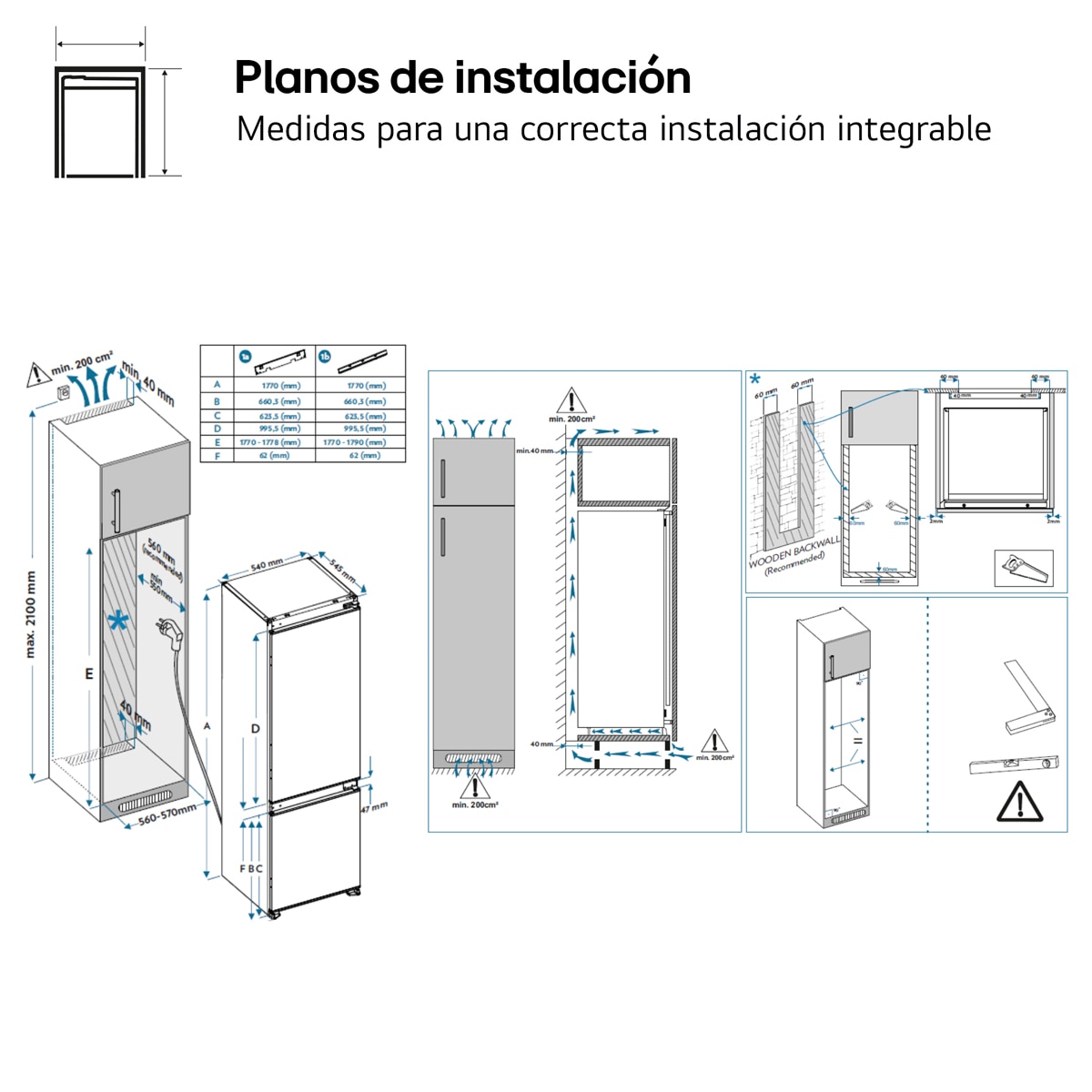 Frigorífico Combinado Encastrável LG GTFN256SER Total No Frost e de 177 cm - Branco Branco-8