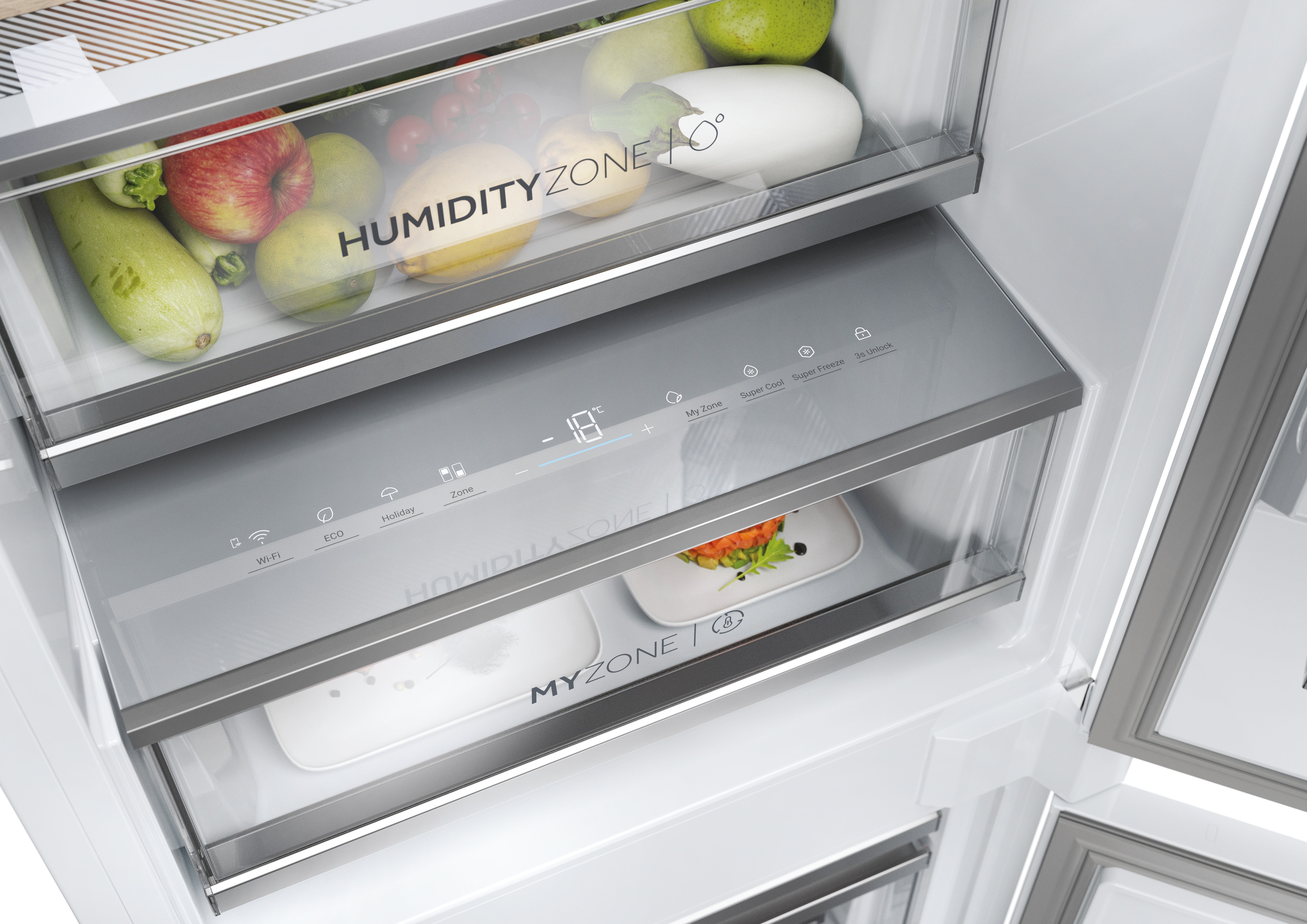 Frigorífico Combinado Encastrável Haier HBW7518BT Total No Frost, SuperCooling e Iluminação Envolvente - Branco Branco-5