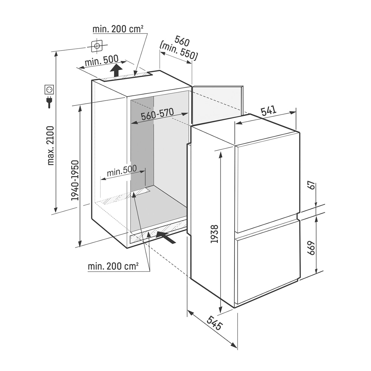 Frigorífico Combi Liebherr, No Frost, Dual Cooling Blanco - ICNSd 5603 Blanco-2
