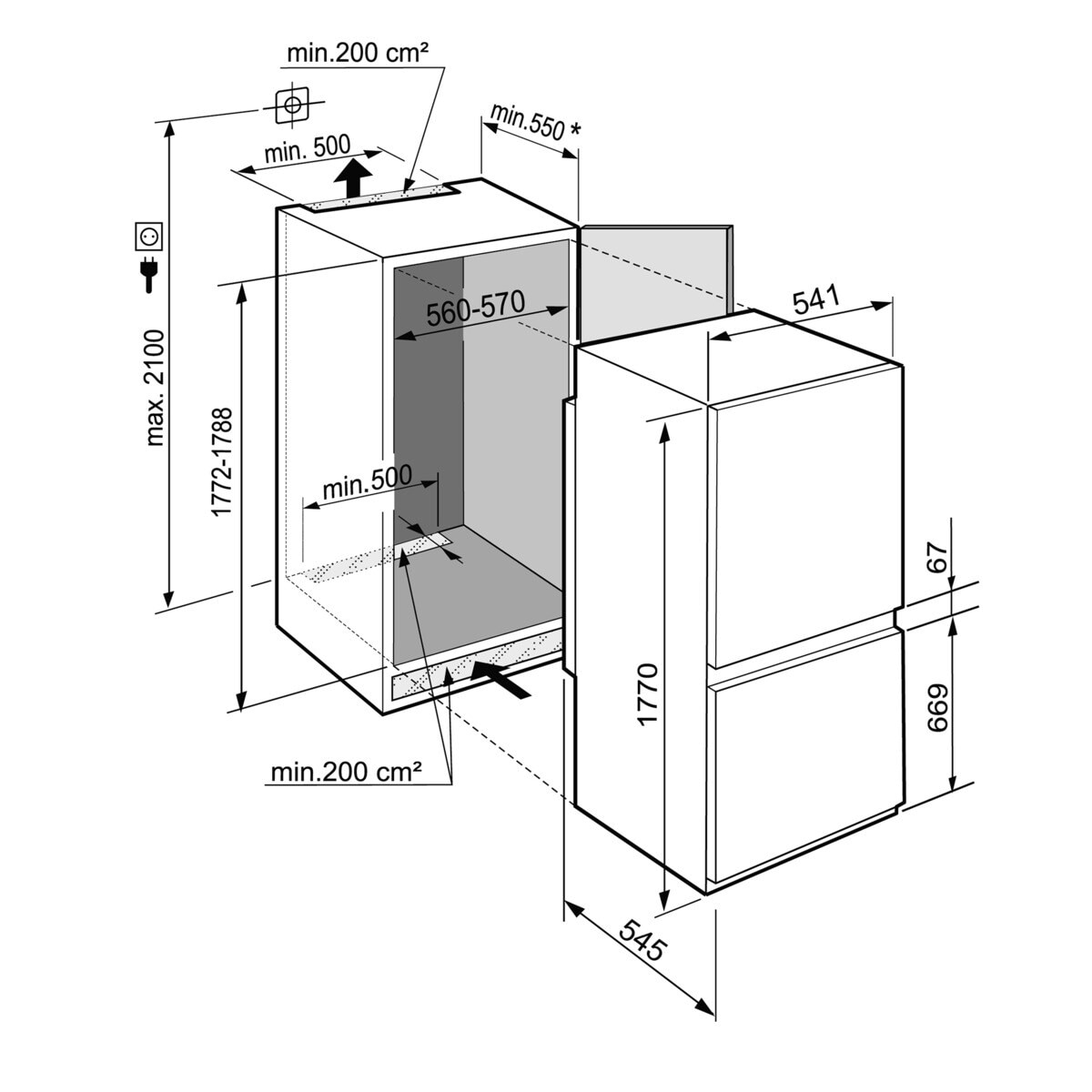 Frigorífico Combinado Encastrável Liebherr ICSe 5103 Pure EasyFresh e SmartFrost e de 177,2 cm - Branco Branco-5