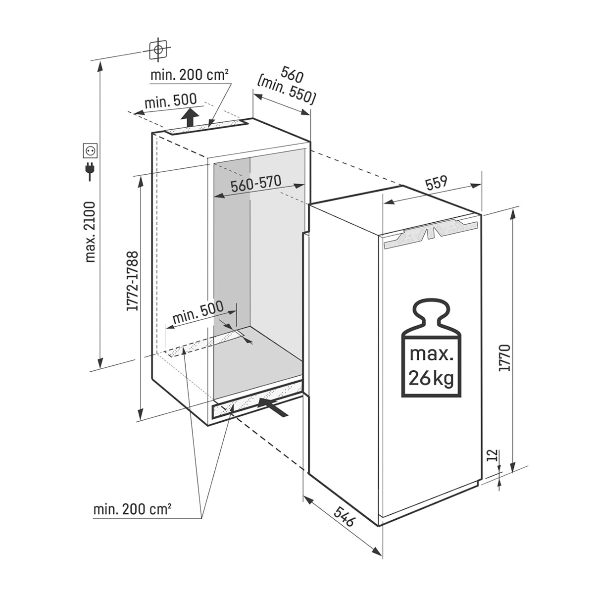 Frigorífico de 1 Porta Encastrável Liebherr IRBd-5120 BioFresh de 178,8 cm - Branco 2