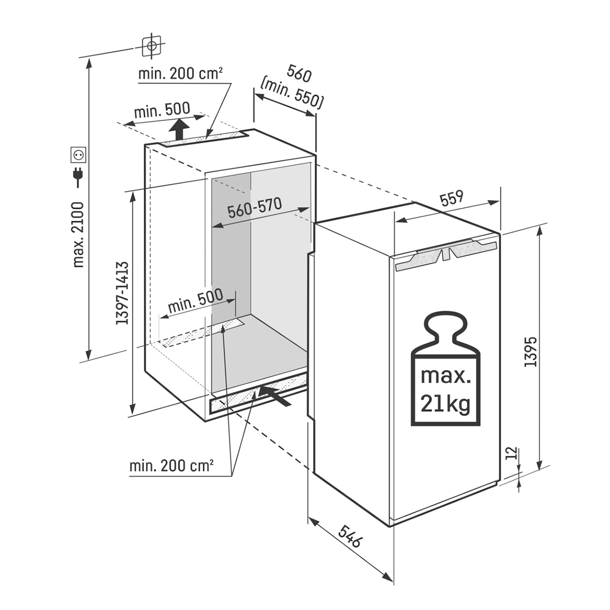 Imagen 2 de Frigorífico 1 puerta integrable Liebherr EasyFresh - IRd 4521 - Blanco Blanco