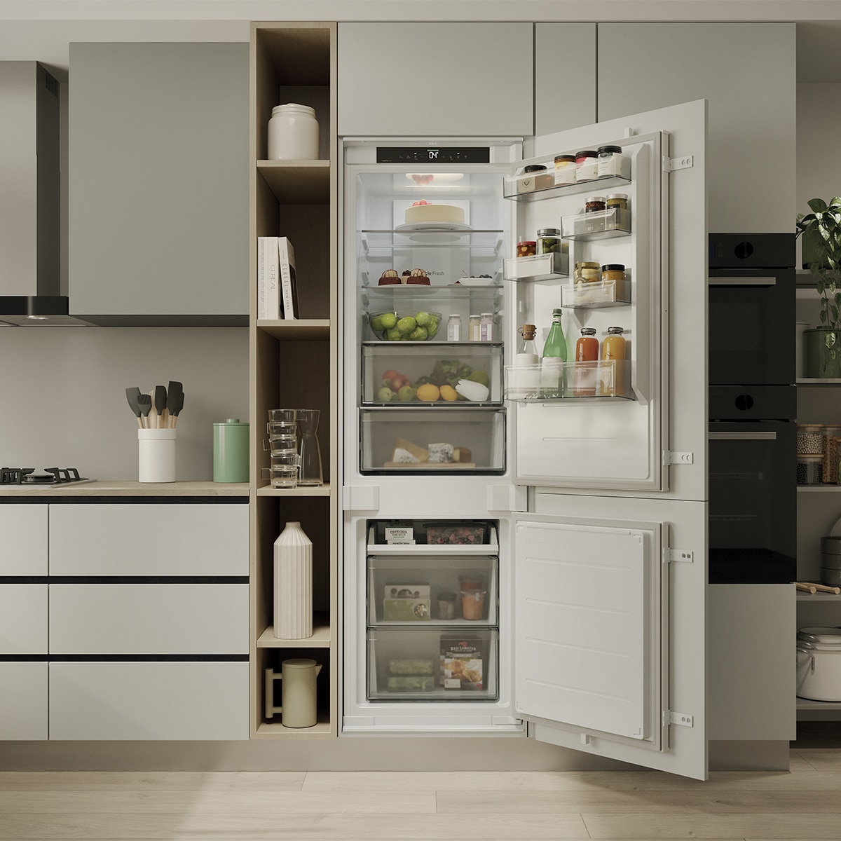 Frigorífico Combinado Encastrável Candy CNBQT3518E Total No Frost, Tecnologia Circle Fresh - Branco Branco-14