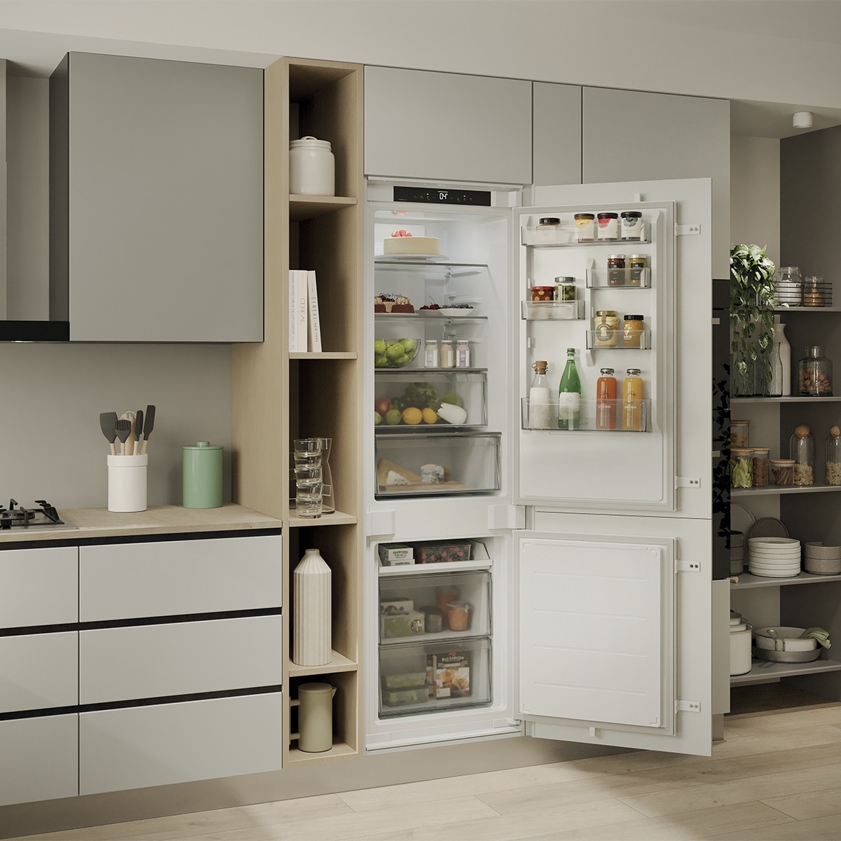 Frigorífico Combinado Encastrável Candy CNBQT3518E Total No Frost, Tecnologia Circle Fresh - Branco Branco-15