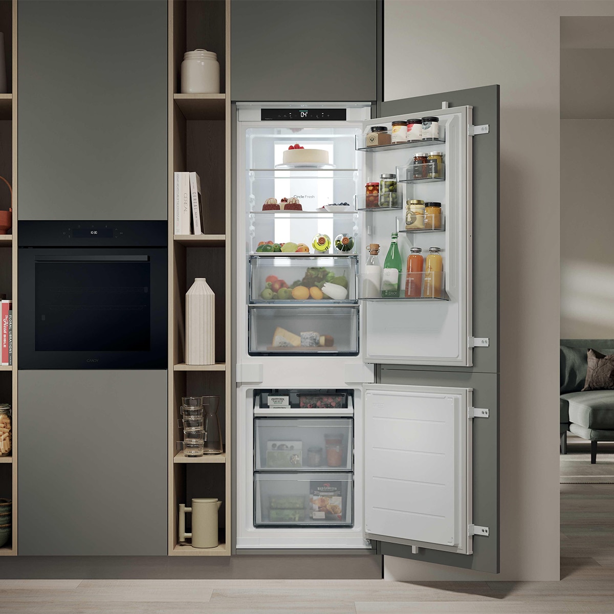 Frigorífico Combi Integrable Candy Total No Frost e Iluminación Envolvente - CNBQT5518D - Blanco Blanco-14