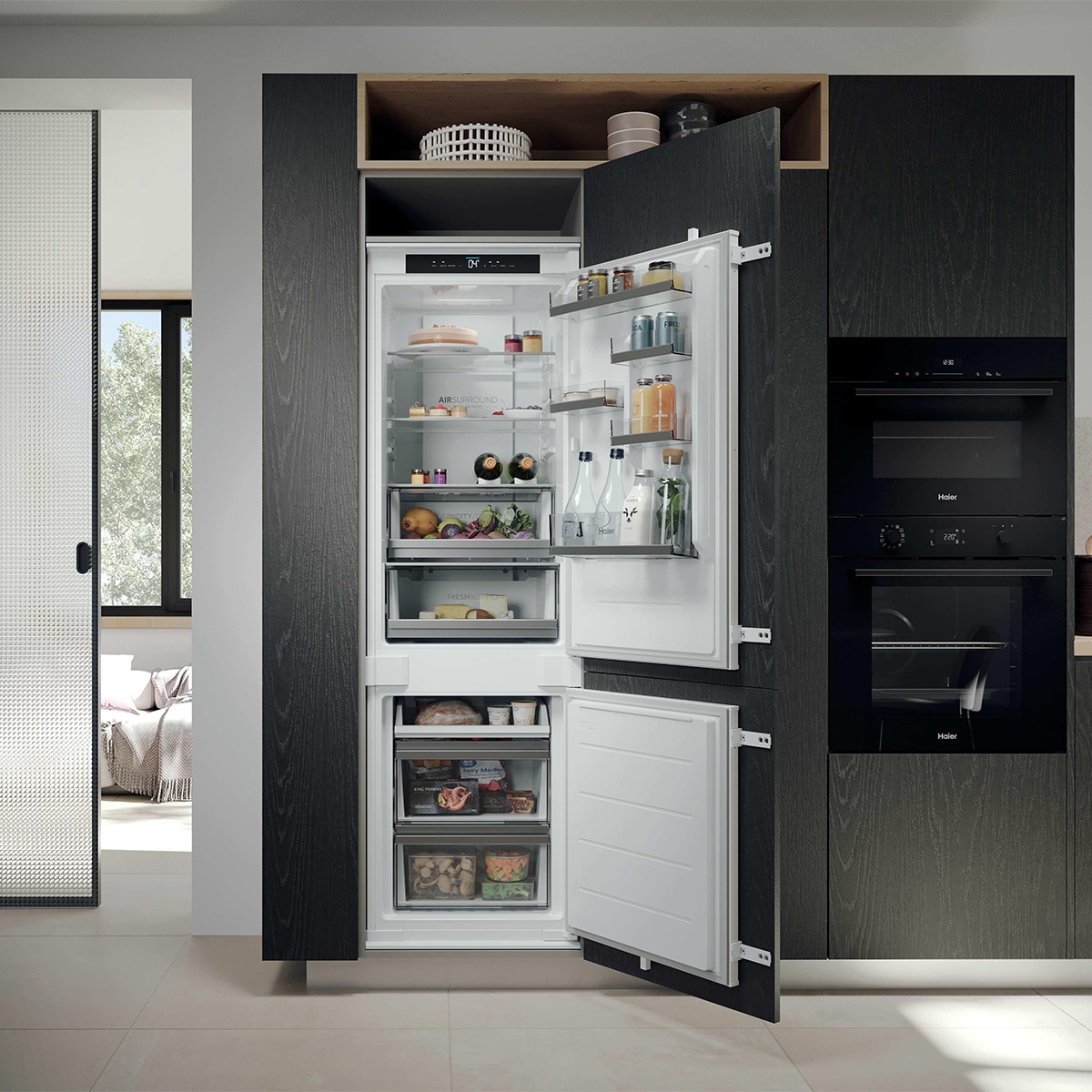Frigorífico Combinado Encastrável Haier HBQW5518E ID Titanium 2, Total No Frost e WiFi - Branco Branco-12